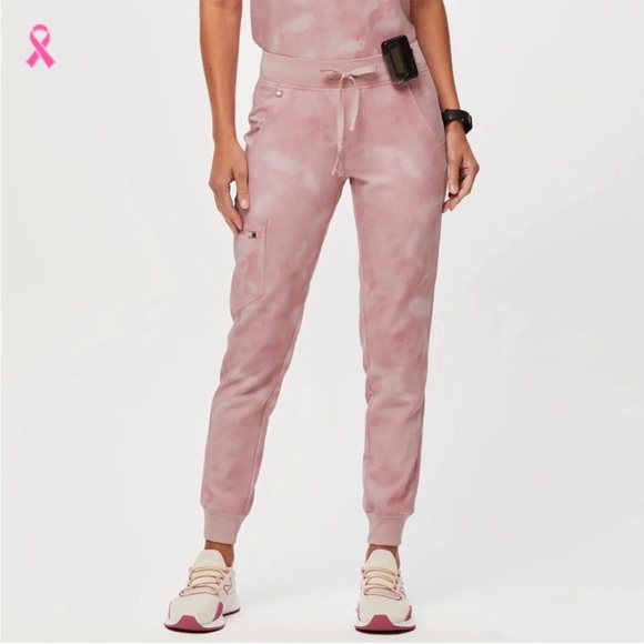 Womens New Figs High Waisted Zamora W Yoga Jogger Scrub Pants Marbled Rose 3XLP - Picture 1 of 11